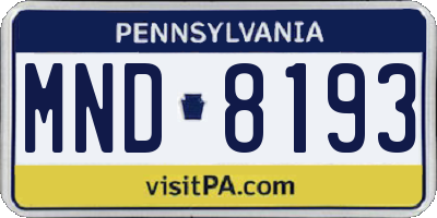 PA license plate MND8193
