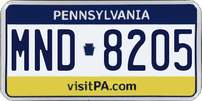 PA license plate MND8205