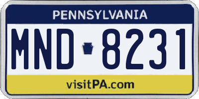 PA license plate MND8231