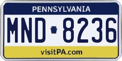 PA license plate MND8236