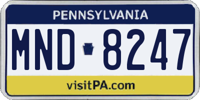PA license plate MND8247