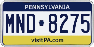 PA license plate MND8275