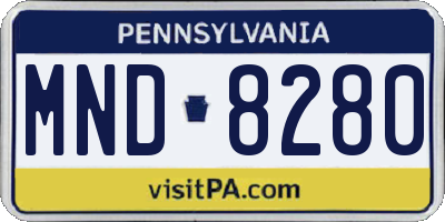 PA license plate MND8280