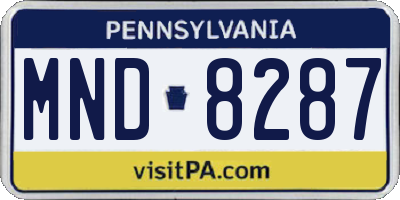 PA license plate MND8287