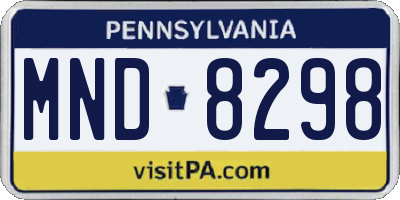 PA license plate MND8298