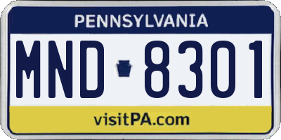 PA license plate MND8301