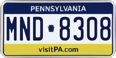 PA license plate MND8308