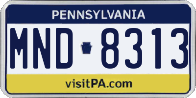 PA license plate MND8313