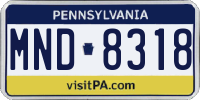 PA license plate MND8318