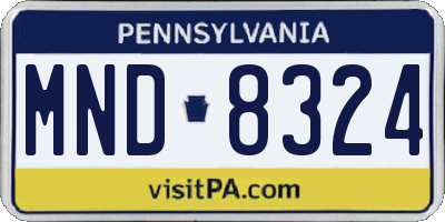 PA license plate MND8324