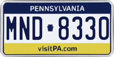 PA license plate MND8330