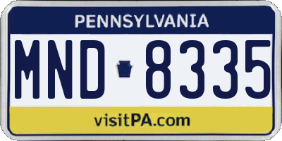 PA license plate MND8335