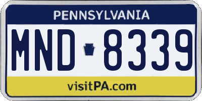 PA license plate MND8339
