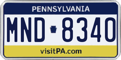 PA license plate MND8340