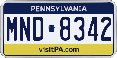 PA license plate MND8342