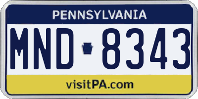 PA license plate MND8343