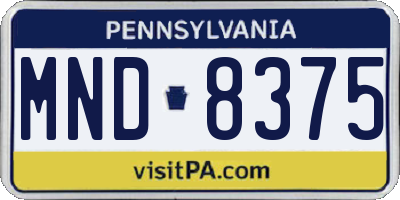 PA license plate MND8375