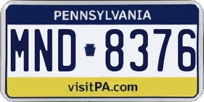 PA license plate MND8376