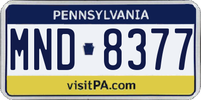 PA license plate MND8377
