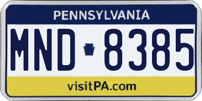 PA license plate MND8385