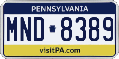 PA license plate MND8389