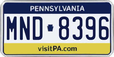 PA license plate MND8396