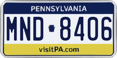 PA license plate MND8406