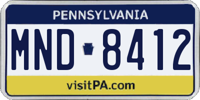 PA license plate MND8412