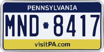 PA license plate MND8417