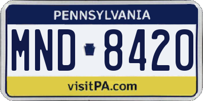 PA license plate MND8420