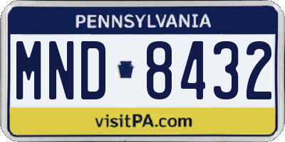 PA license plate MND8432