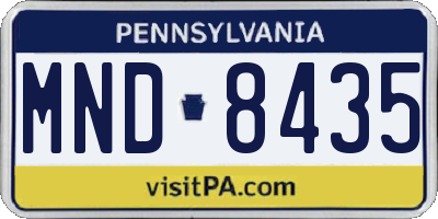 PA license plate MND8435