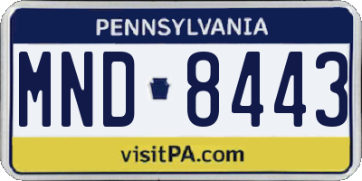 PA license plate MND8443