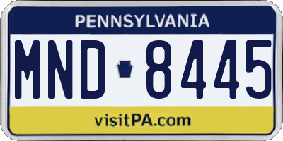 PA license plate MND8445