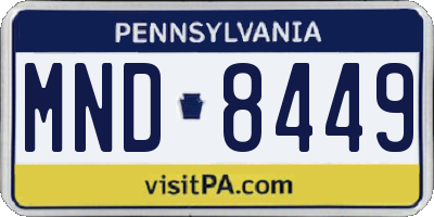 PA license plate MND8449