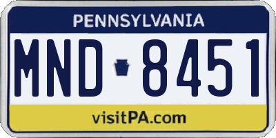 PA license plate MND8451