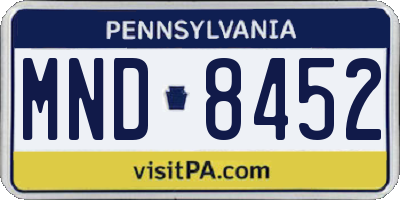 PA license plate MND8452
