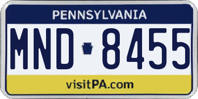 PA license plate MND8455