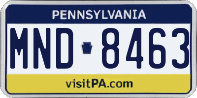 PA license plate MND8463