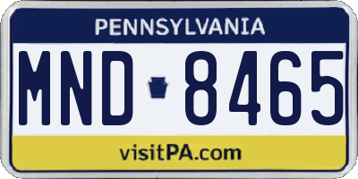 PA license plate MND8465