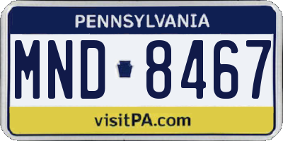 PA license plate MND8467