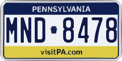 PA license plate MND8478