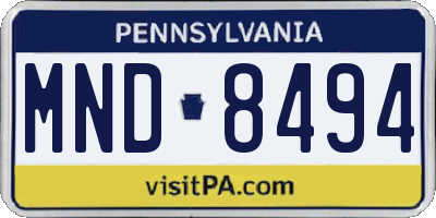 PA license plate MND8494