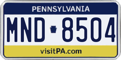 PA license plate MND8504