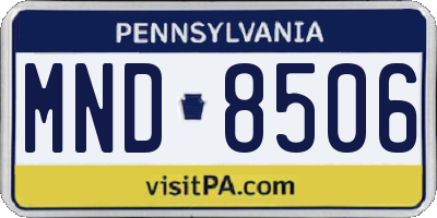PA license plate MND8506