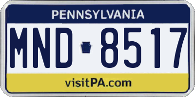 PA license plate MND8517