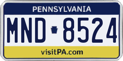 PA license plate MND8524