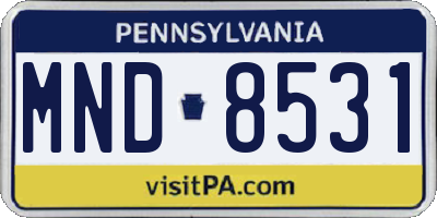 PA license plate MND8531