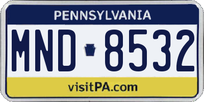 PA license plate MND8532