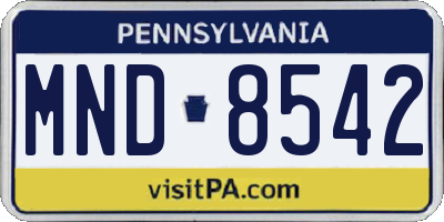 PA license plate MND8542